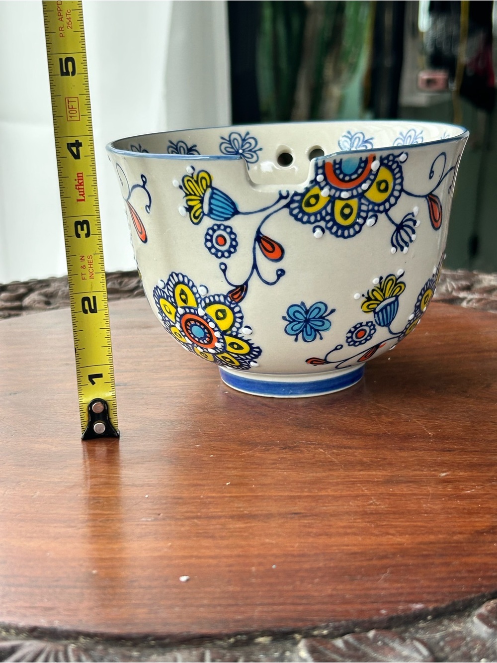 Royal Ceramic Yarn Bowl Colorful Floral Mandala Knitting Crochet Yarn Holder
